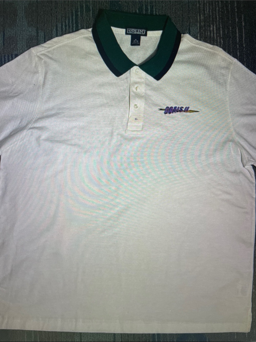 St. John's Bay White Polo with Dark Green Collar